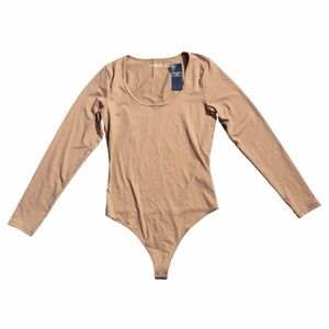 NEW Abercrombie & Fitch Soft A&F Collection Tan Long Sleeve Bodysuit Medium